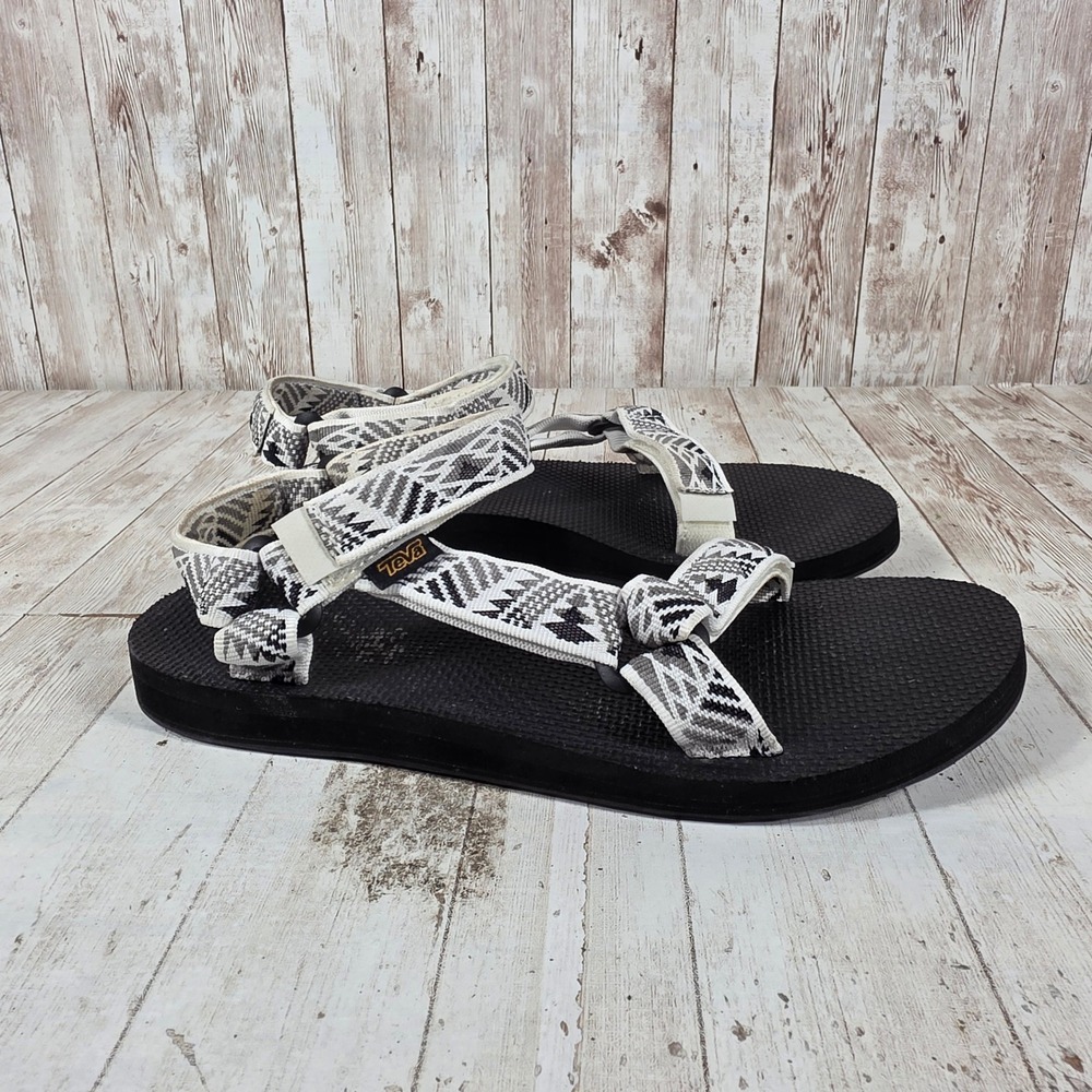 Teva Original Universal Black White Geometric Strappy Sandals‎ 1003987 Womens 9